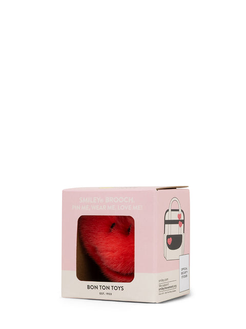Smiley ECO Fuzzy Brooch Heart in giftbox - 5 cm - 2 | Bright Coral