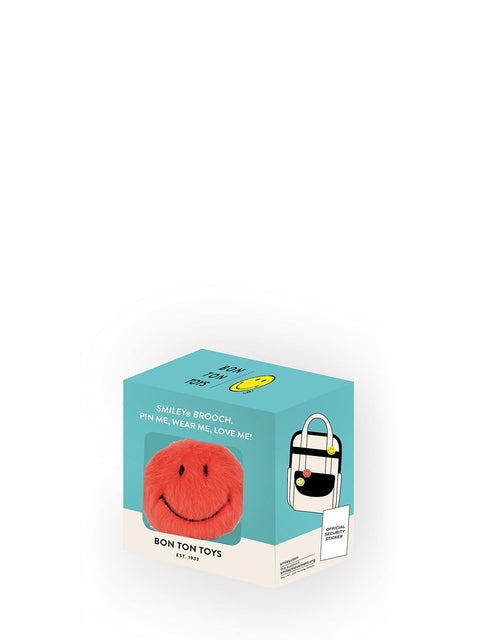 Smiley ECO Fuzzy Brooch in giftbox - 4 cm - 1,5 | Bright Coral