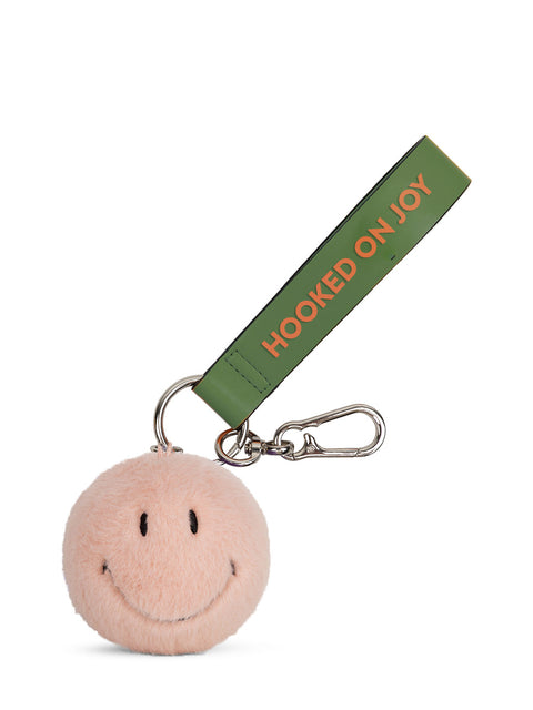 Smiley ECO Fuzzy Bag Charm - 7 cm - 3” | Light Pink