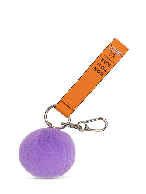 Smiley ECO Fuzzy Bag Charm - 7 cm - 3” | Dark Purple