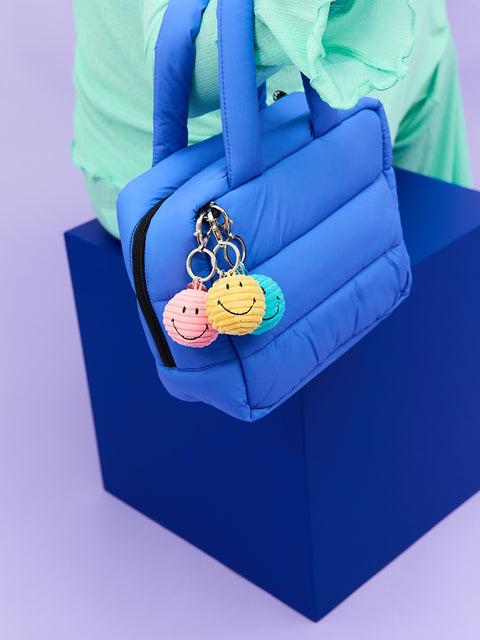 Smiley Keychain ECO Corduroy - 4,5 cm - 2 | Teal