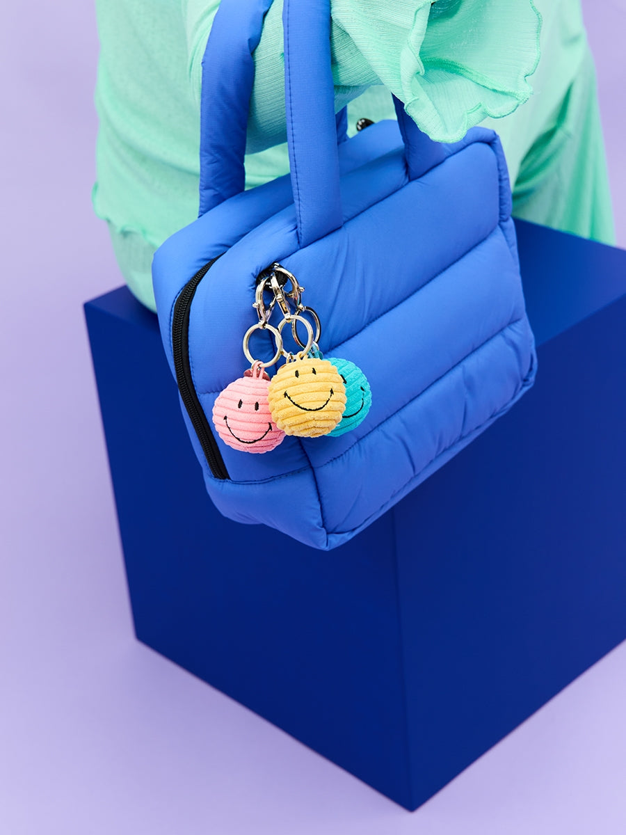 Smiley Keychain ECO Corduroy - 4,5 cm - 2 | Teal